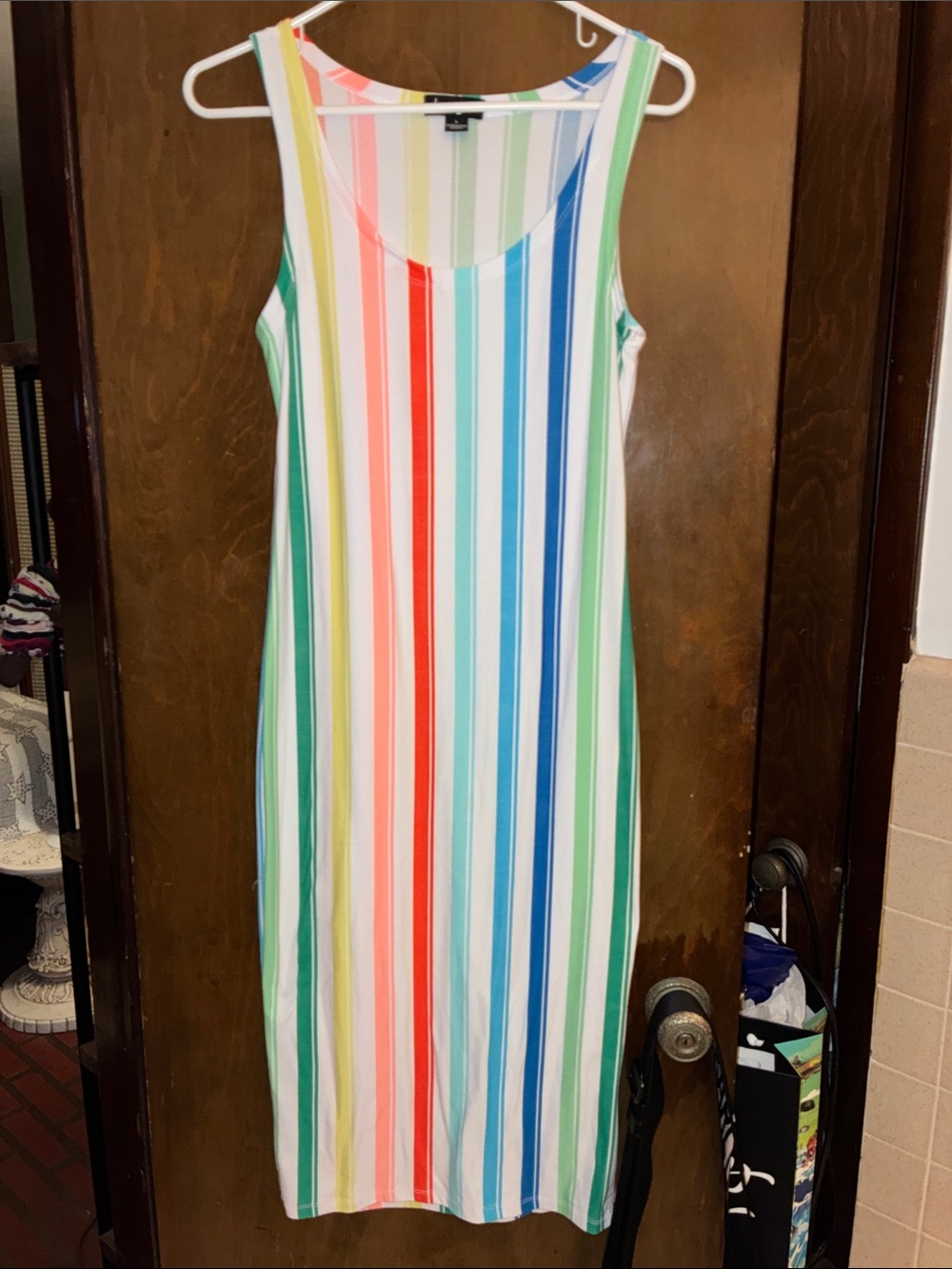 Love Pastel Striped Sleeveless Dress - White, Mint, Yellow
